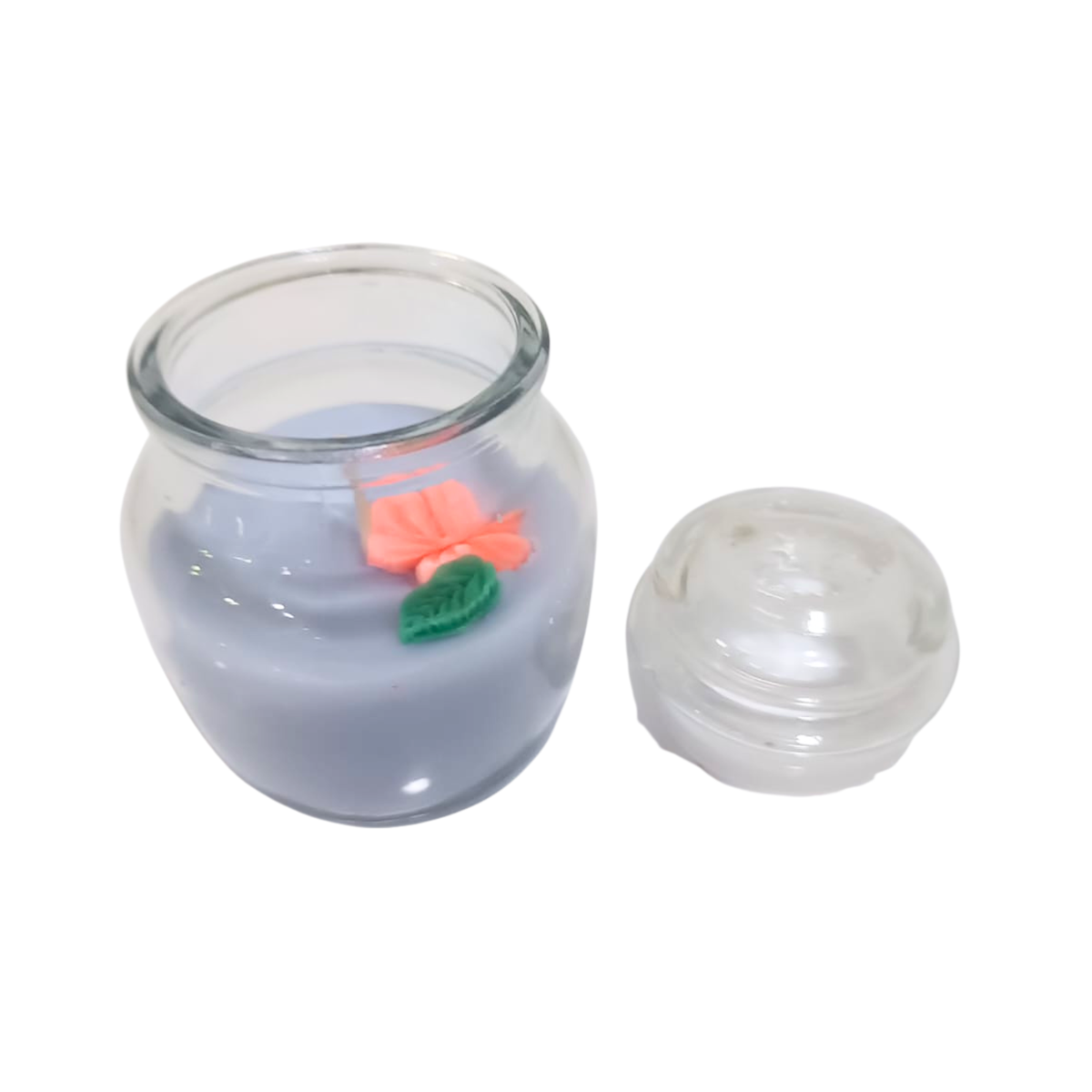 Saffron Shelf Lavender Scented Decorative Jar Candle with Floral Design | Fragrance Candle for Home Décor, Relaxation, Festive Decoration & Gifting | 100 gm