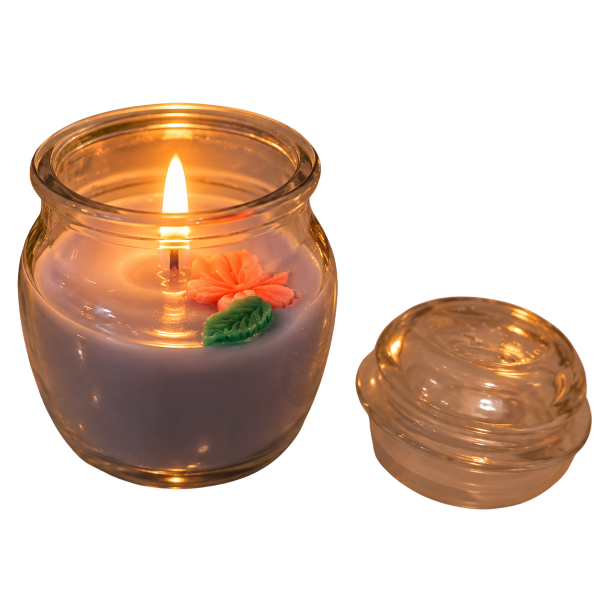 Saffron Shelf Lavender Scented Decorative Jar Candle with Floral Design | Fragrance Candle for Home Décor, Relaxation, Festive Decoration & Gifting | 100 gm