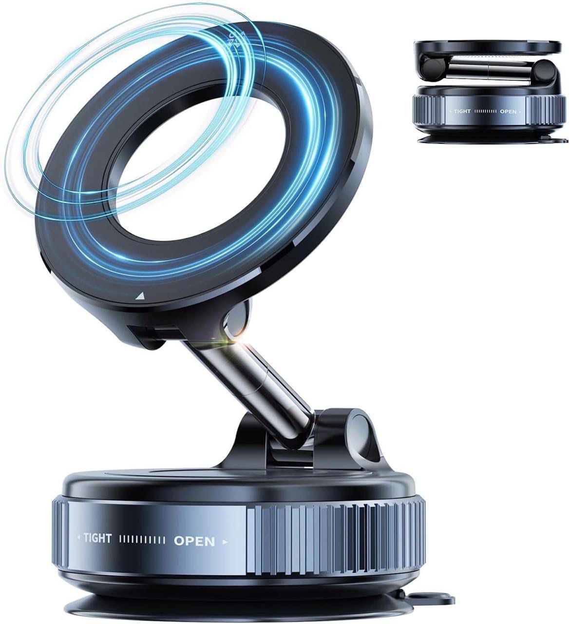 Saffron Shelf K007 Magnetic Car Phone Holder | 360° Rotating Vacuum Suction Mount for Smartphones
