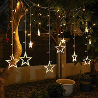 Plastic Decorative Star Curtain LED Lights for Diwali | 2.5 Meter Curtain String Lights with 138 LEDs (6+6 Stars) | 8 Lighting Modes | Warm White Hanging Lights for Home, Window, Balcony, Festival & Party Decoration