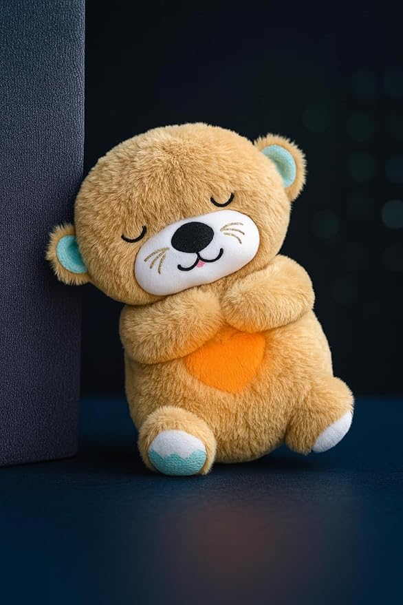 Saffron Shelf Breathing Teddy Bear Plush Toy for Babies | Soft Musical Sleeping Bear with Breathing Motion, Heartbeat Sound, Night Light & Soothing Lullabies | Newborn Baby Gift | Beige Cream