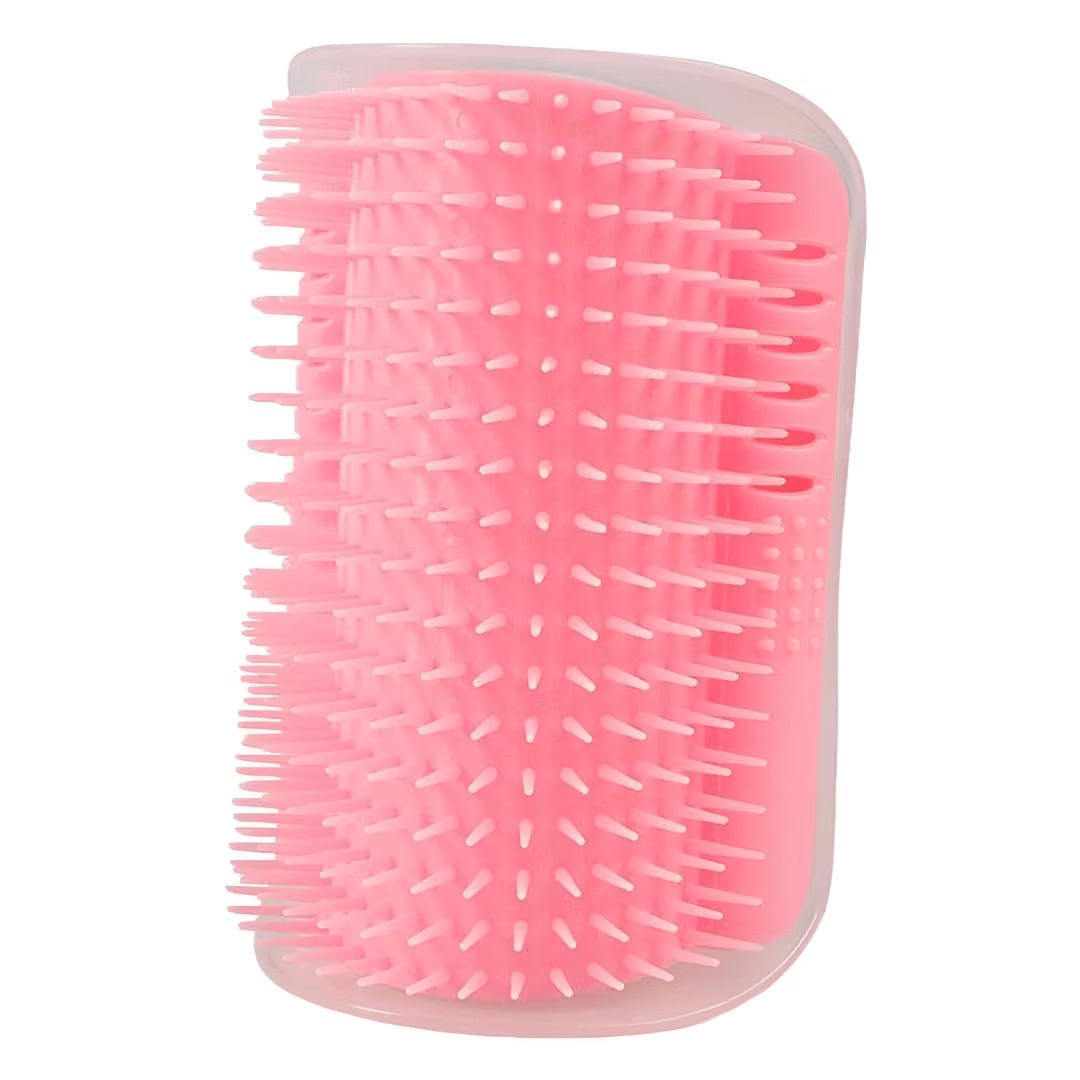 Saffron Shelf Cat Wall Corner Self Groomer | Soft Silicone Massage & Grooming Brush for Cats