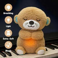 Breathing Teddy Bear Plush Toy for Babies | Soft Musical Sleeping Bear with Breathing Motion, Heartbeat Sound, Night Light & Soothing Lullabies | Newborn Baby Gift | Beige Cream