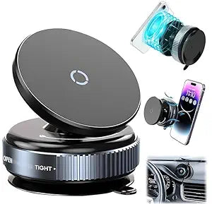 K009 Magnetic Car Phone Holder | Strong Vacuum Suction Magnetic Bracket Cup Phone Mount for Car Dashboard, Windshield, Mirror, Gym & Shower | Universal Hands-Free Mobile Holder Compatible with All Smartphones