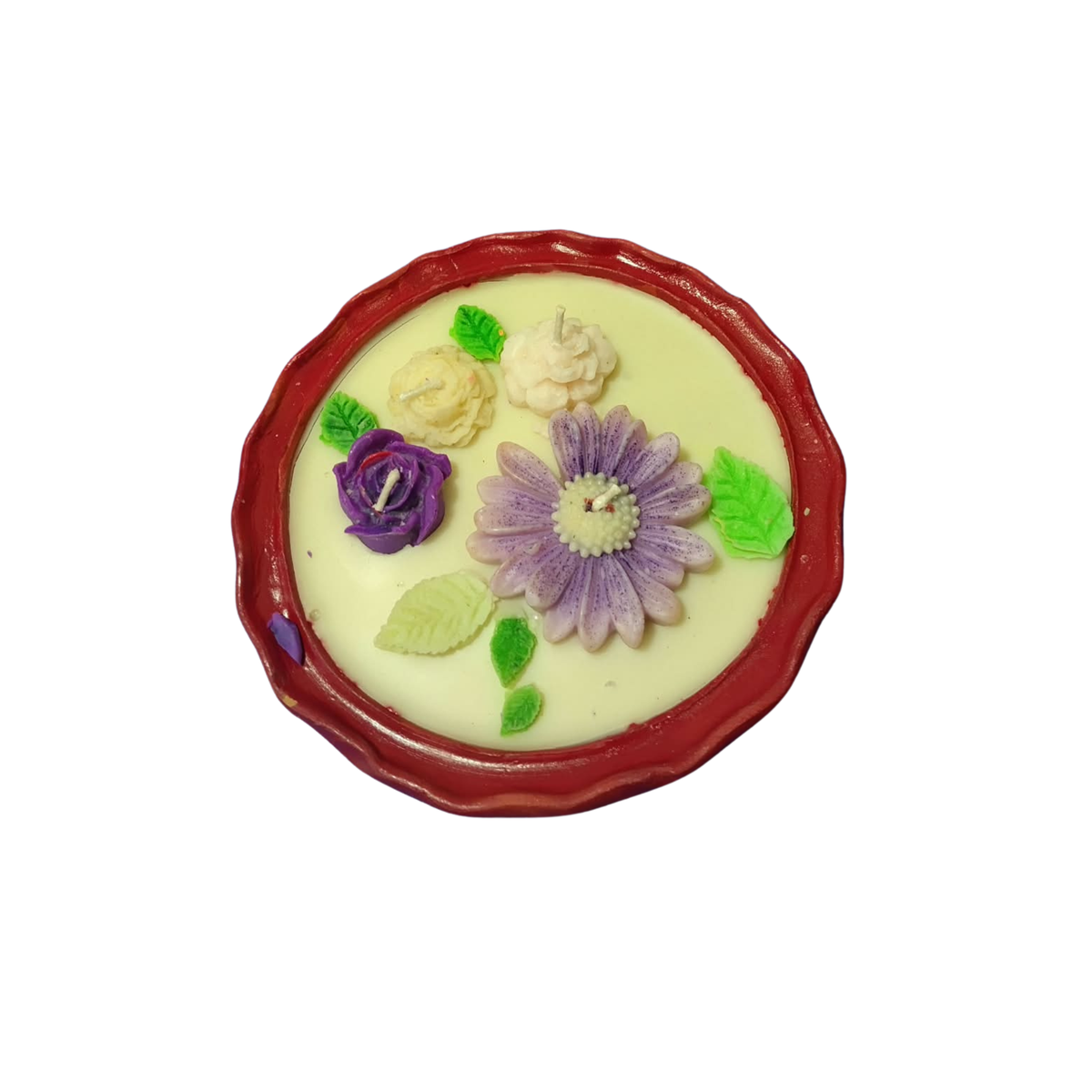 Saffron Shelf Terracotta 6 Inch Floral Decorative Scented Candle, Handcrafted Flower Design Candle for Home Décor, Table Decoration, Festive Celebrations, Gifting & Special Occasions – Pack of 1