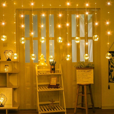 6+6 Wish Ball Curtain LED String Lights | 108 Warm White LEDs | 3M Decorative Fairy Lights with 8 Lighting Modes | Plug-in Home Décor Lights for Diwali, Christmas, Wedding, Party & Bedroom