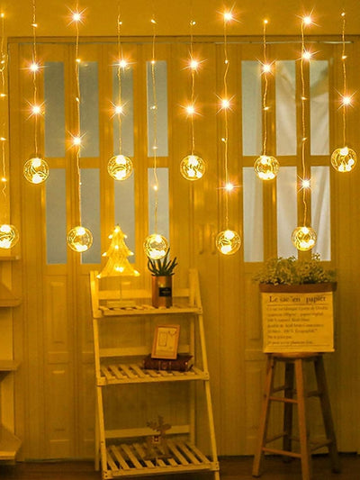 6+6 Wish Ball Curtain LED String Lights | 108 Warm White LEDs | 3M Decorative Fairy Lights with 8 Lighting Modes | Plug-in Home Décor Lights for Diwali, Christmas, Wedding, Party & Bedroom