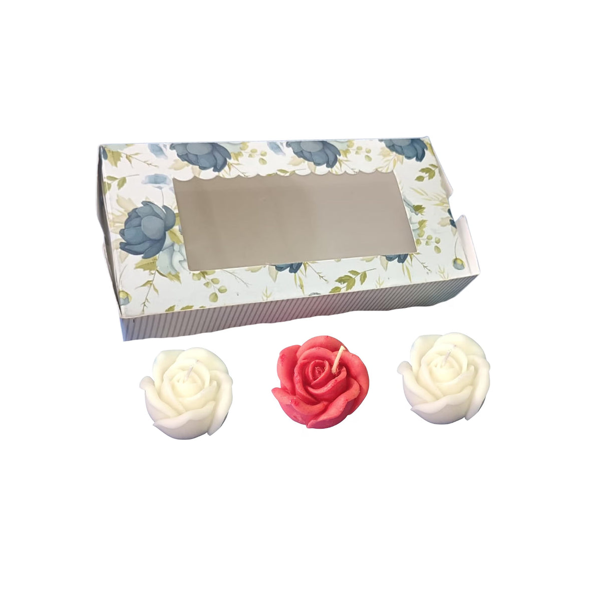 Saffron Shelf Soy Wax Rose Flower Shaped Floating Candles With Fragrance  – Pack of 3 ( 120gm)