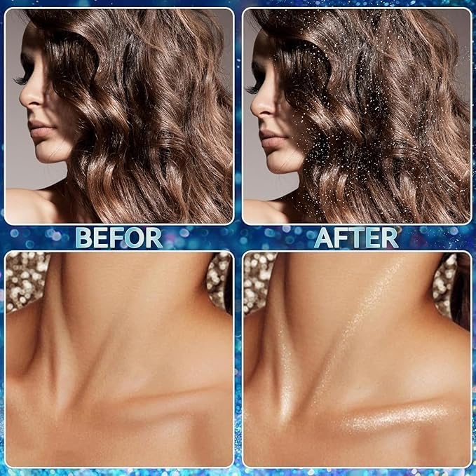 JAYSUING Shiny Glitter Spray 60ml | Delicate Glitter Powder Spray for Sparkle & Glamour | Shimmering Glitter Spray for Party, Festive & Special Occasion Makeup