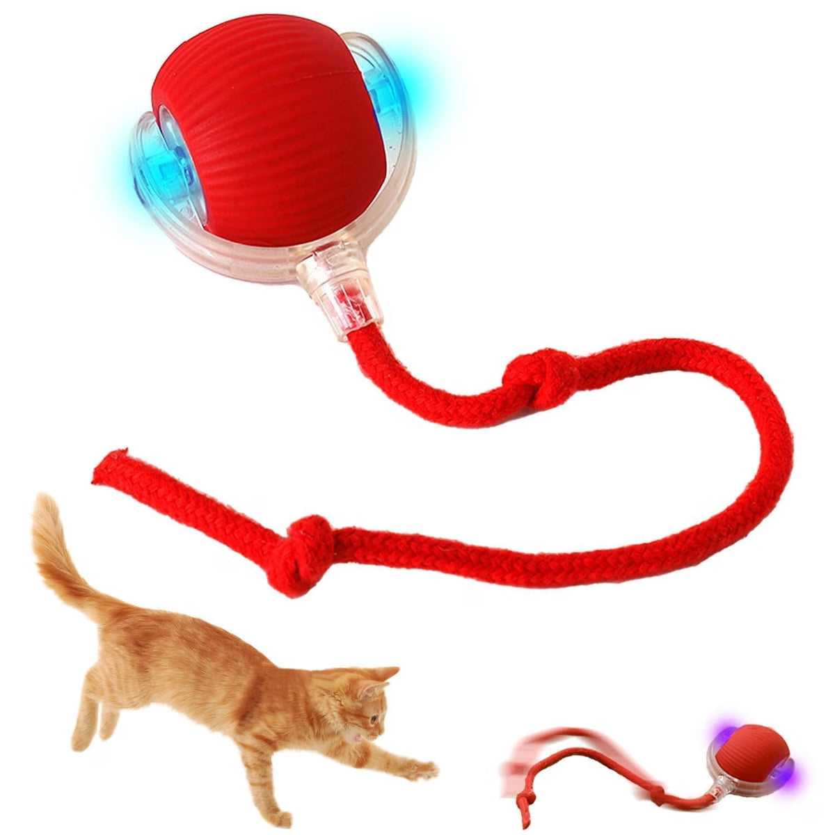 Saffron Shelf Automatic Interactive Cat Teaser Ball | Self-Moving 360° Rolling Toy with Tail for Cats & Kittens