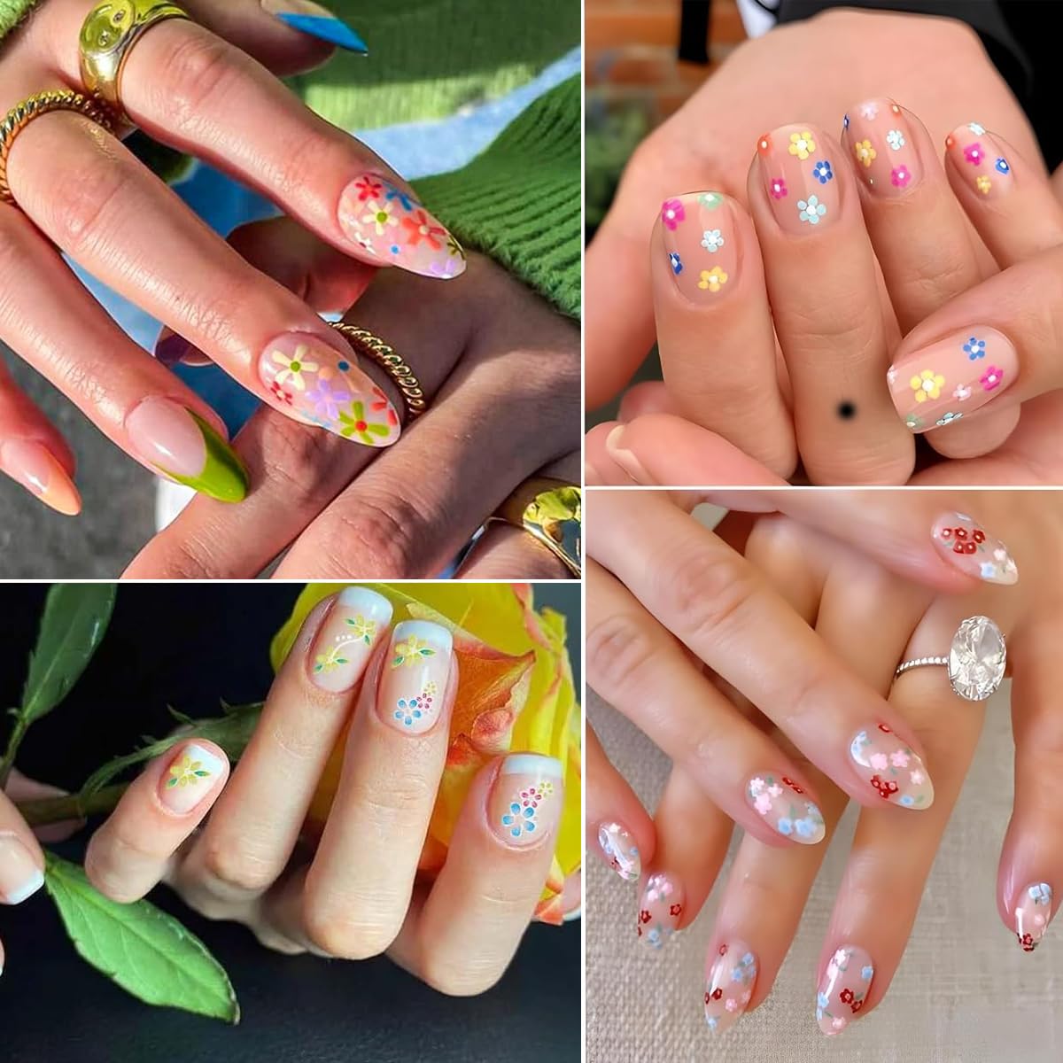 Saffron Shelf Nail Art Stickers for Women & Girls | Floral, Heart & Decorative Nail Decals for DIY Manicure | Pack of 1