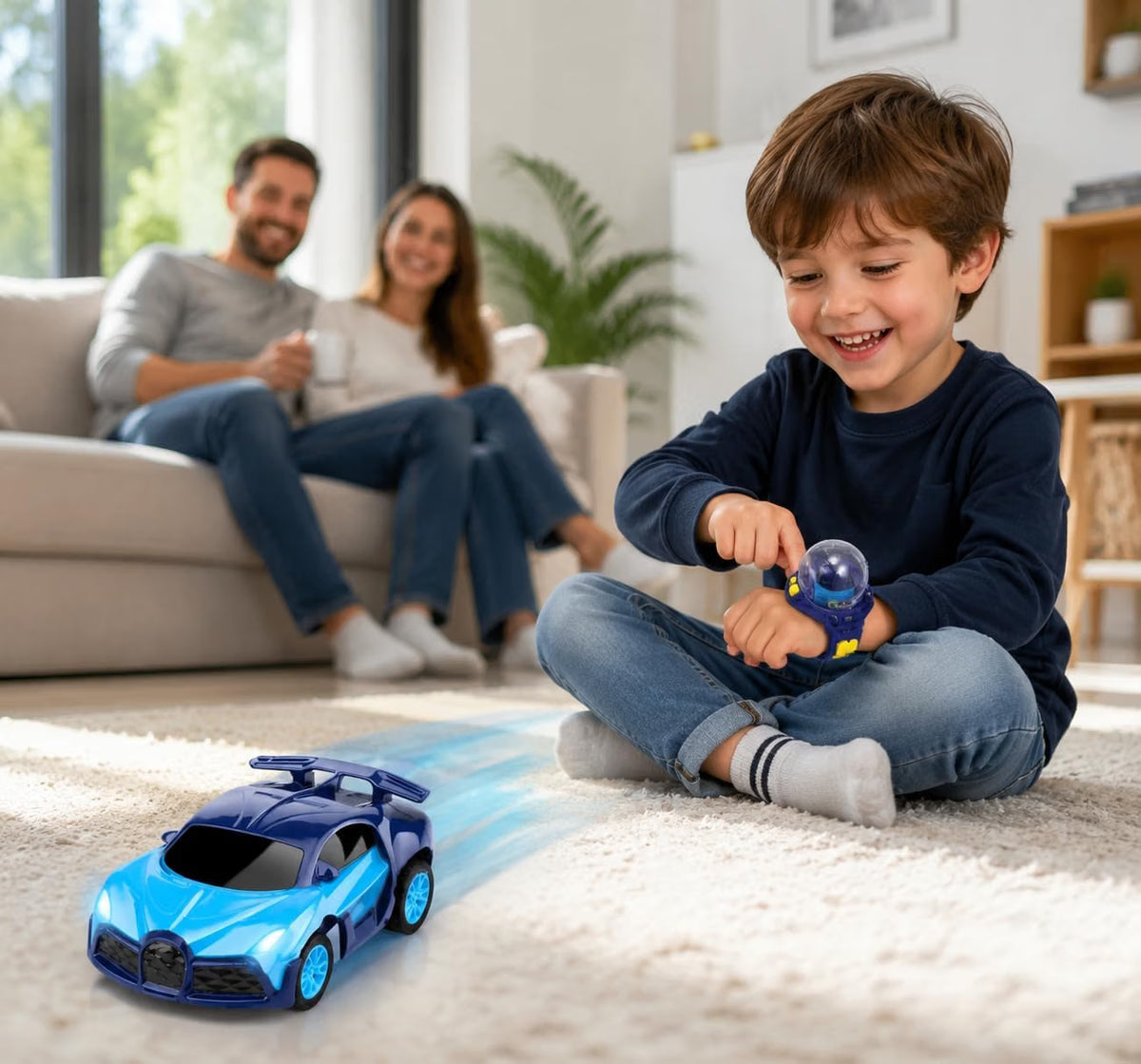 Saffron Shelf Remote Watch Car | Mini Remote Control Racing Car with Wrist Controller | Rechargeable Toy Car for Kids