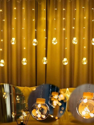 6+6 Wish Ball Curtain LED String Lights | 108 Warm White LEDs | 3M Decorative Fairy Lights with 8 Lighting Modes | Plug-in Home Décor Lights for Diwali, Christmas, Wedding, Party & Bedroom