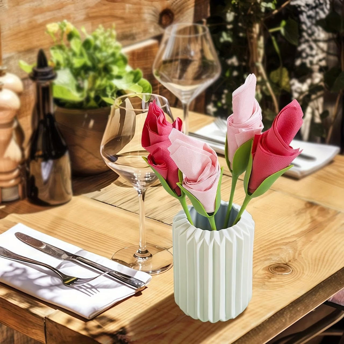 Saffron Shelf Flower Napkin Holder Set | Green Floral Napkin Rings for Table Decoration, Dining Table, Restaurant, Party & Festive Décor | Pack of 6