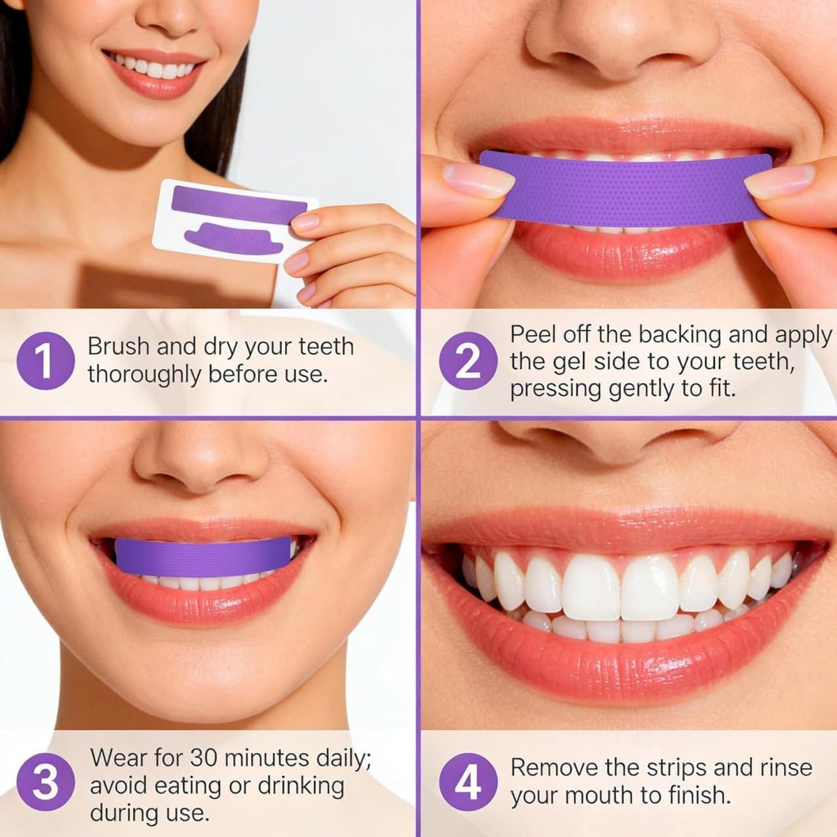 Purple Teeth Whitening Strips for Teeth Brightening & Colour Correction | Easy 30-Minute Application | Pack of 1