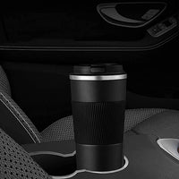 SAFFRONSHELF 500ml Vacuum Insulated Travel Mug, Double Wall Stainless Steel Coffee Flask with Leak-Proof Sipper Lid, BPA-Free Reusable Thermal Bottle, Keeps Drinks Hot 12H & Cold 24H, Black