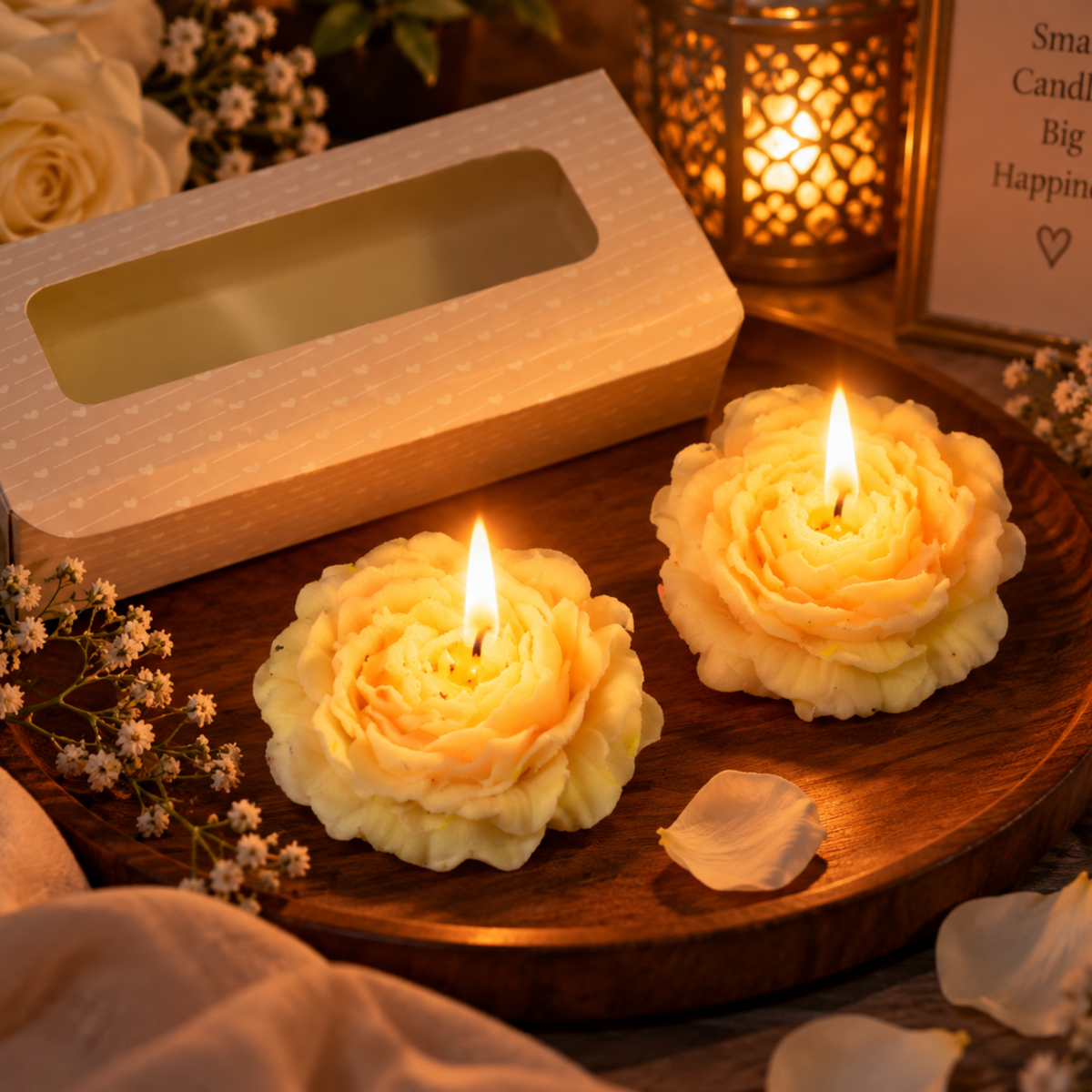 Saffron Shelf Soy Wax Flower Shaped Floating Novelty Decorative Candles, White Floral Candles With Fragrance  for Home Décor, Table Decoration, Diwali & Gifting, Pack of 2, 100 g
