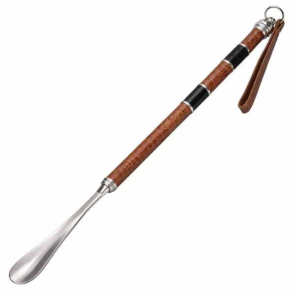 Saffron Shelf Genuine Leather Tan Shoe Horn/Shoe Tree | Premium Leather Finish | Extra-Long 53 cm Shoe Horn | Elegant Footwear Care Accessory