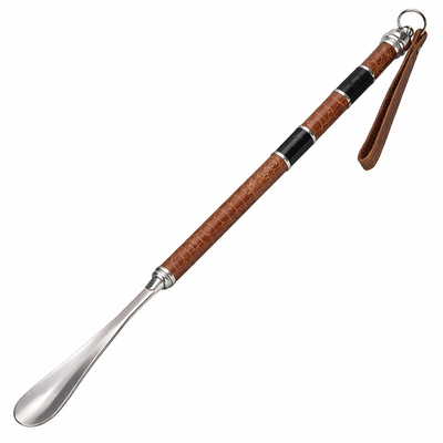 Saffron Shelf Genuine Leather Tan Shoe Horn/Shoe Tree | Premium Leather Finish | Extra-Long 53 cm Shoe Horn | Elegant Footwear Care Accessory