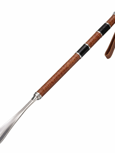 Saffron Shelf Genuine Leather Tan Shoe Horn/Shoe Tree | Premium Leather Finish | Extra-Long 53 cm Shoe Horn | Elegant Footwear Care Accessory