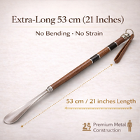 Saffron Shelf Genuine Leather Tan Shoe Horn/Shoe Tree | Premium Leather Finish | Extra-Long 53 cm Shoe Horn | Elegant Footwear Care Accessory