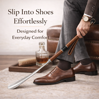 Saffron Shelf Genuine Leather Tan Shoe Horn/Shoe Tree | Premium Leather Finish | Extra-Long 53 cm Shoe Horn | Elegant Footwear Care Accessory