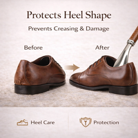 Saffron Shelf Genuine Leather Tan Shoe Horn/Shoe Tree | Premium Leather Finish | Extra-Long 53 cm Shoe Horn | Elegant Footwear Care Accessory
