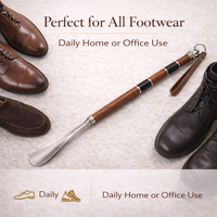Saffron Shelf Genuine Leather Tan Shoe Horn/Shoe Tree | Premium Leather Finish | Extra-Long 53 cm Shoe Horn | Elegant Footwear Care Accessory