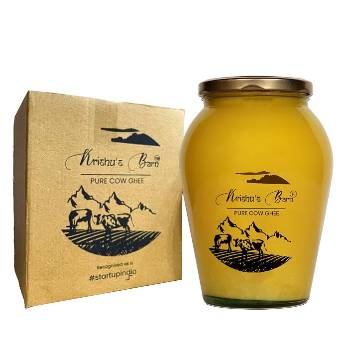 Saffron Shelf KrishSaffron Shelf Krishu’s Barn A2 Desi Cow Ghee | Traditional Bilona Method | Pure Cow Ghee for Cooking, Indian Recipes & Festive Preparations – 1 Litreu Barn's A2 Desi Cow Ghee ,Bilona method (1 Litre )